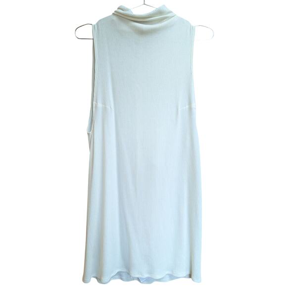 Reformation White Ribbed Mock Neck Sleeveless Midi Dress Size Medium - Picture 2 of 5